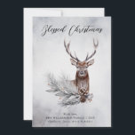 Majestic Deer Winter Woodland Christmas Card<br><div class="desc">Majestic Deer Winter Woodland Christmas Card - Rustic Christmas Card features a gorgeous,  majestic deer with pinecones and holly berries. Script typography reads "Blessed Christmas" and is personalised with your salutation,  name and family member's names. Card is part of a collection.</div>