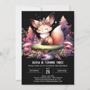Majestic Digital Fox Birthday  Invitation