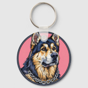 Majestic Dog with Bold Colours Key Ring