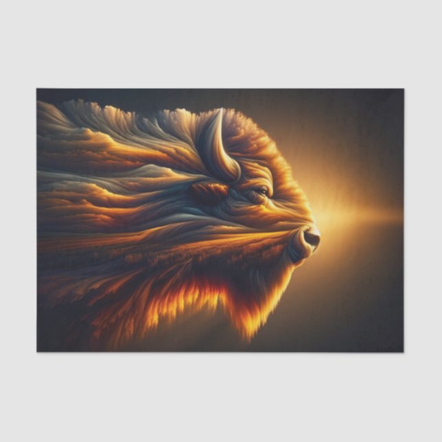 Majestic Double Exposure Bison Decoupage Paper (Front)