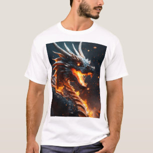 Majestic Dragon Amidst Cosmic Flames T-Shirt