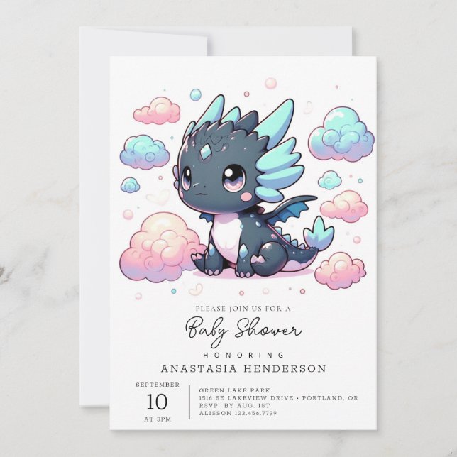 Majestic Dragon Baby Shower Invitation (Front)