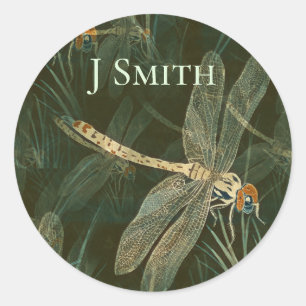 Majestic Dragonfly Pattern  Classic Round Sticker