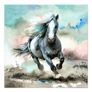 Majestic Draught Horse Watercolour Photo Print