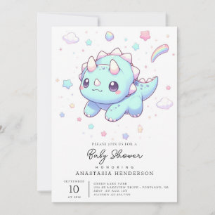 Majestic Dreamy Dinosaur Baby Shower Invitation