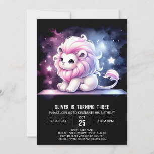 Majestic Dreamy Lion Birthday Invitation
