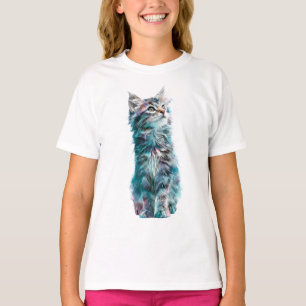 Majestic Dreamy Watercolor Fantasy Cat Kids T-Shirt