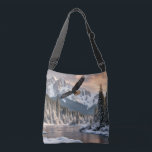 Majestic Eagle<br><div class="desc">A majestic bald eagle soars over a river in the high country,  as snow blankets the earth and trees.  Perfect for anyone who loves nature and the outdoors.</div>