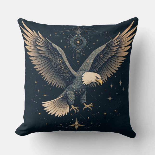 Majestic Eagle Blue Artistic Wildlife Home Decor Cushion (Front)