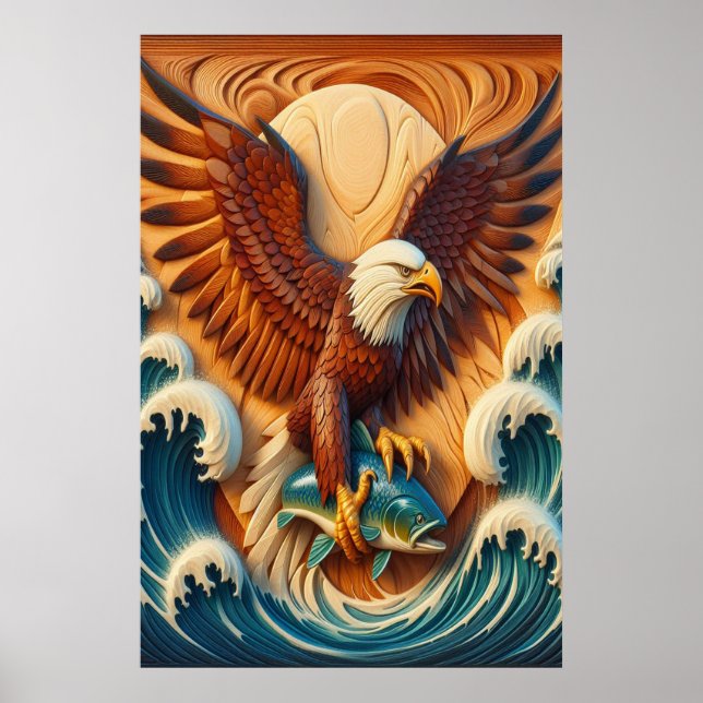 Majestic Eagle Clutching a Fish 24x36 Poster (Front)