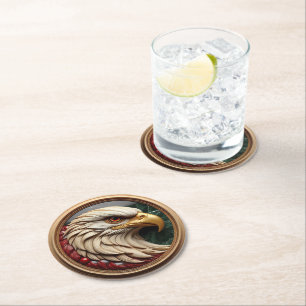 Majestic Eagle Encased in a Frame Round Paper Coaster