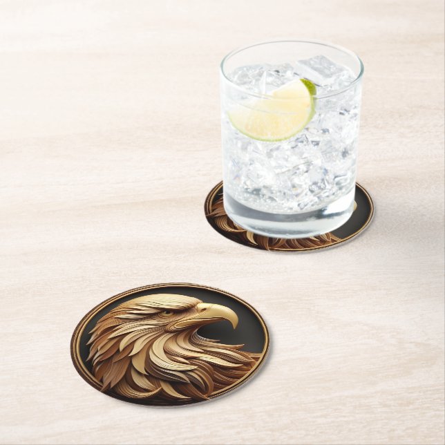 Majestic Eagle Encircled Round Paper Coaster (Insitu)