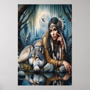 Majestic Eagle Fishing in a wave 24x36 Poster