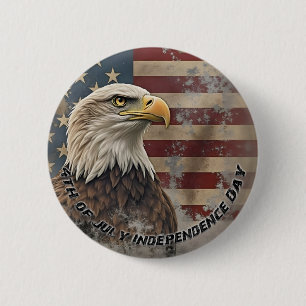 Majestic Eagle & Flag – Spirit of Freedom 6 Cm Round Badge