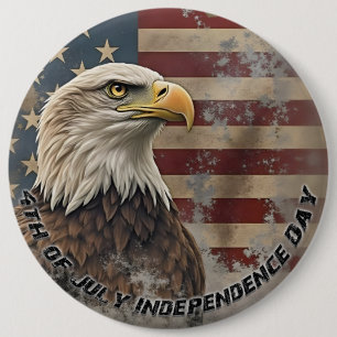 Majestic Eagle & Flag – Spirit of Freedom 6 Cm Round Badge