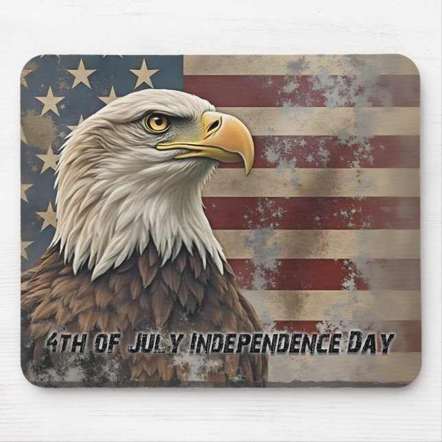 Majestic Eagle & Flag – Spirit of Freedom Mouse Pad (Front)