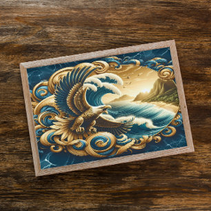 Majestic Eagle Flying Over Water Poster