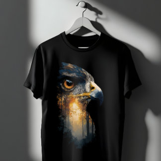 Majestic Eagle Forest Double Exposure Nature Art T-Shirt