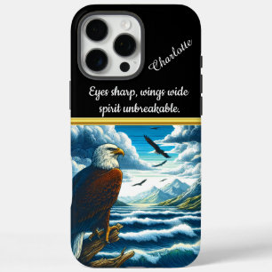 Majestic eagle gazing over tranquil waters at dusk iPhone 16 pro max case