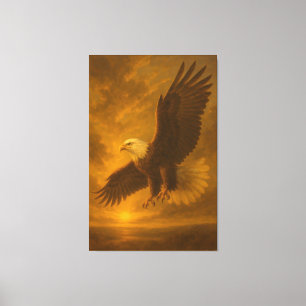 Majestic Eagle in Golden Light – Fine Art Wildlife Canvas Print
