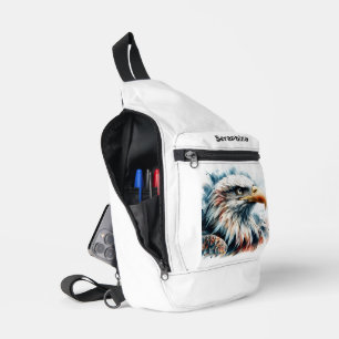 Majestic eagle in stunning watercolor style sling bag