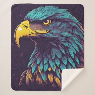 Majestic Eagle in vibrant Colors Sherpa Blanket