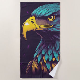 Majestic Eagle in vibrant Colours Beach Towel