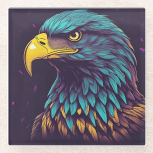 Majestic Eagle in vibrant Colours Glass Coaster