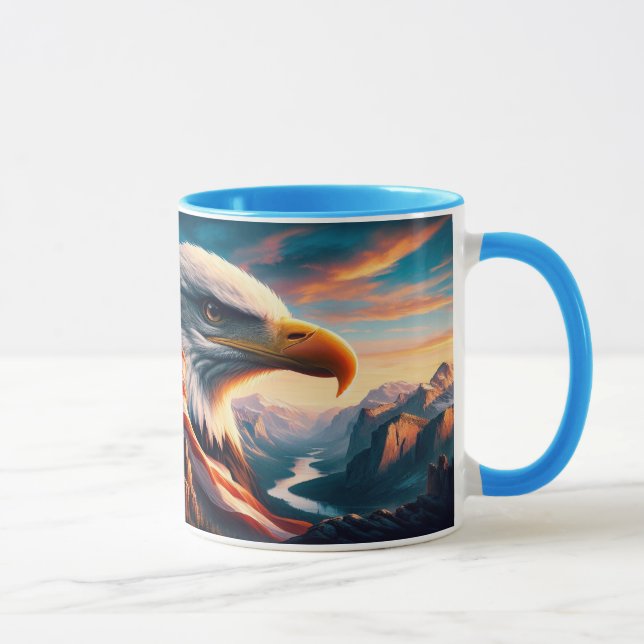 Majestic Eagle Merged With American Flag 36x24 Mug (Right)