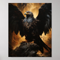 Majestic Eagle Mezzotint Art Poster