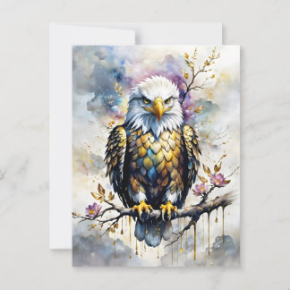 Majestic eagle on the golden branch postcard