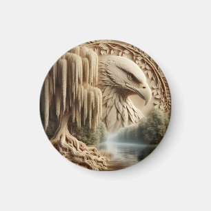 Majestic Eagle Overlooking Serene Lake Magnet