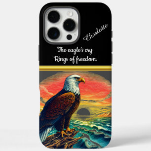 Majestic eagle perched at sunset over the ocean iPhone 16 pro max case