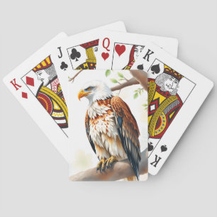 Majestic Eagle sitting on a Tree Branch Playing Cards