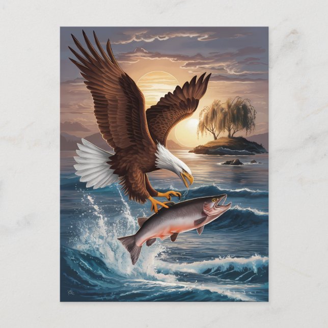 Majestic Eagle Soaring Above Prey Postcard (Front)