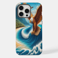 Majestic Eagle Soaring Above Sandy Shore