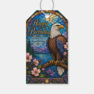 Majestic Eagle Stained Glass Birthday Gift Tags