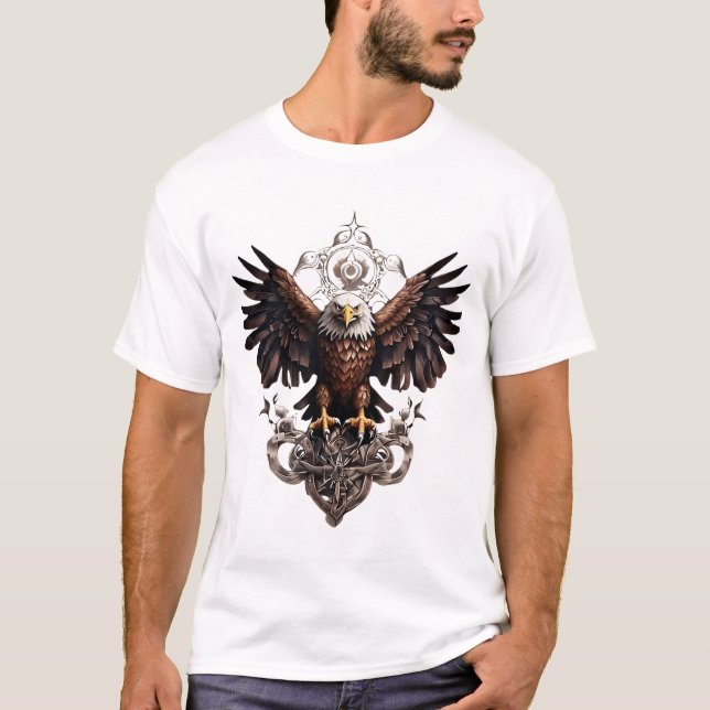 Majestic Eagle Tattoo Print T-Shirt (Front)