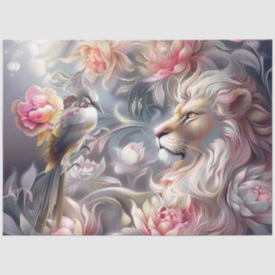 Majestic Elegant  Floral Lion Head & Bird Tissue Paper