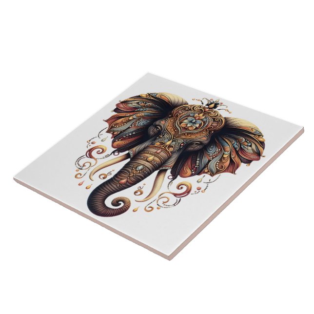 Majestic elephant adorned with intricate patterns tile (Side)