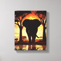 Majestic Elephant at Sunset in the African Savanna