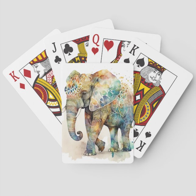Majestic Elephant Beautiful Artwork Spirit Guide Playing Cards (Back)