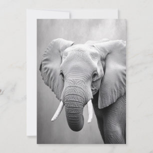 Majestic Elephant in Black and White Thank You Card