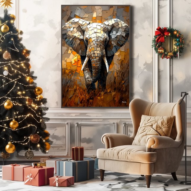 Majestic Elephant in Dynamic Impasto Art Canvas Print (Creator Uploaded)