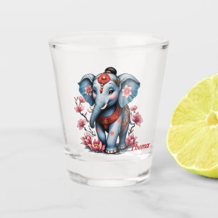 Majestic elephant in traditional Japanese style. Shot Glass
