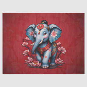 Majestic elephant in traditional Japanese style.  Tissue Paper