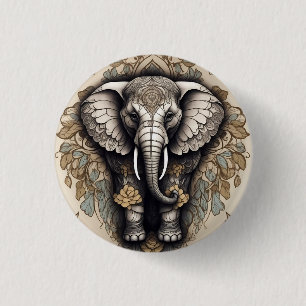 Majestic Elephant Mandala 3 Cm Round Badge