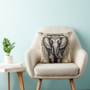 Majestic Elephant Mandala Cushion