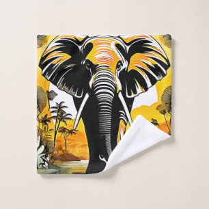 Majestic Elephant Sunset Bath Towel Set