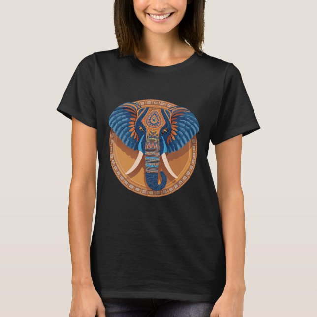 Majestic Elephant Tribal Art T-Shirt (Front)